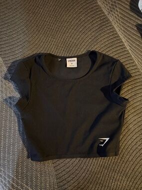 Gymshark Black Crop Top with Logo